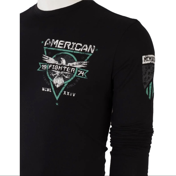 American Fighter Mens Long Sleeve Shirt ABRAHAM Premium Athletic Black S-3XL - Picture 3 of 13